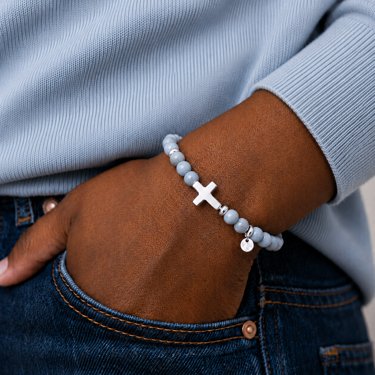 ARMBAND -JEAN- HELLBLAU